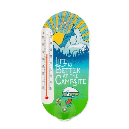 Camco LIFE IS BETTER AT THE CAMPSITE WINDOW THERMOMETER, CAMPSITE 53366